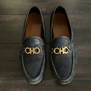 Ferragamo black (or blue) suede loader, women’s 8c